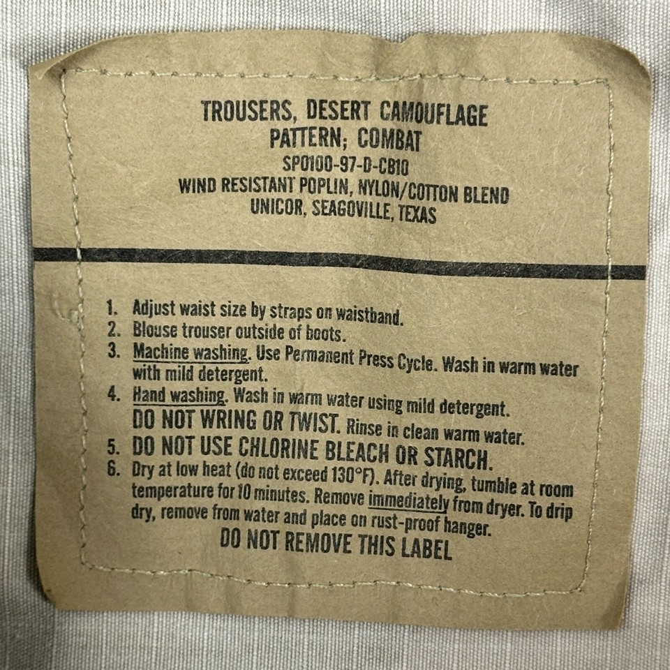 Desert Camouflage Combat Pants Trousers Size Medium Regular US