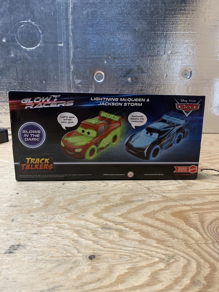 NEW! Disney Cars Glow Racers LIGHTNING MCQUEEN & JACKSON STORM Track Talkers - Image 3 of 4