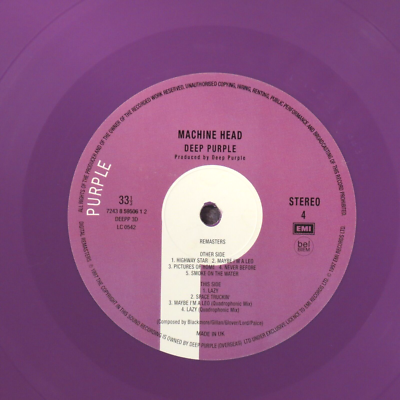 DEEP PURPLE★Machine Head UK Purple オリジナル DEEP PURPLE ‎– Machine Head 1997 UK EMI 100 Ltd. Ed. purple 2xLP