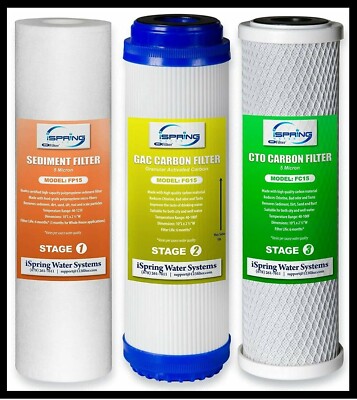 3-Stage Reverse Osmosis RO Sediment GAC Water Filter Replacement Cartridges Sets