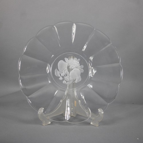 St Lambert Brussels Etched Fruit Crystal 13" Plate - Picture 7 of 12