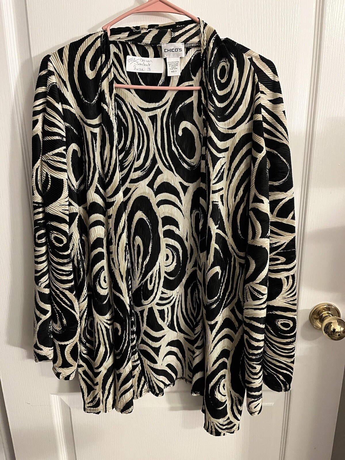 Chicos Open Jacket Tiny Pleats Very Nice 3 L XL - image 1