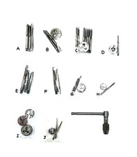 TAPS DIES 33 PCS Assorted Brands Sizes Includes Tap Handle Wrench.