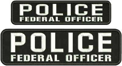 P F O F F I C E R EMB PATCH 3X11 AND 2X9  HOOK ON BACK BLK/WHITE