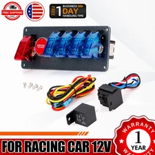 Carbon Ignition Switch Panel Engine Start Push Button LED 12V Toggle Racing Car