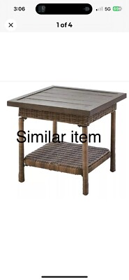 Hampton Bay Side Table Wicker Steel Construction w/ Metal Top