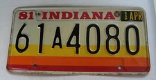 1981 INDIANA LICENSE PLATE Metal 61A4080 Parke County Rockville