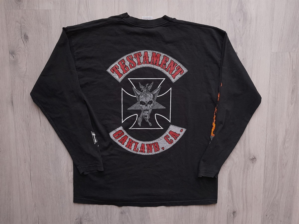 希少 TESTAMENT BAY AREA THRASHERS ファイヤー T Vintage Testament Bay Area Thrashers Flames Thrash Metal