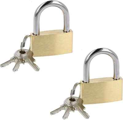 2er PACK 20mm MESSING VORHÄNGESCHLÖSSER MINI VORHÄNGESCHLOSS SICHERHEIT SICHERHEITSSPIND 3 SCHLÜSSEL