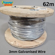 Image of 62m - 3mm GALVANISED STEEL WIRE ROPE METAL CABLE - Catenary Wire