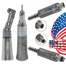 Dental Slow Low Speed Handpiece Straight Contra Angle Air Motor 2/4HOLES /Kit