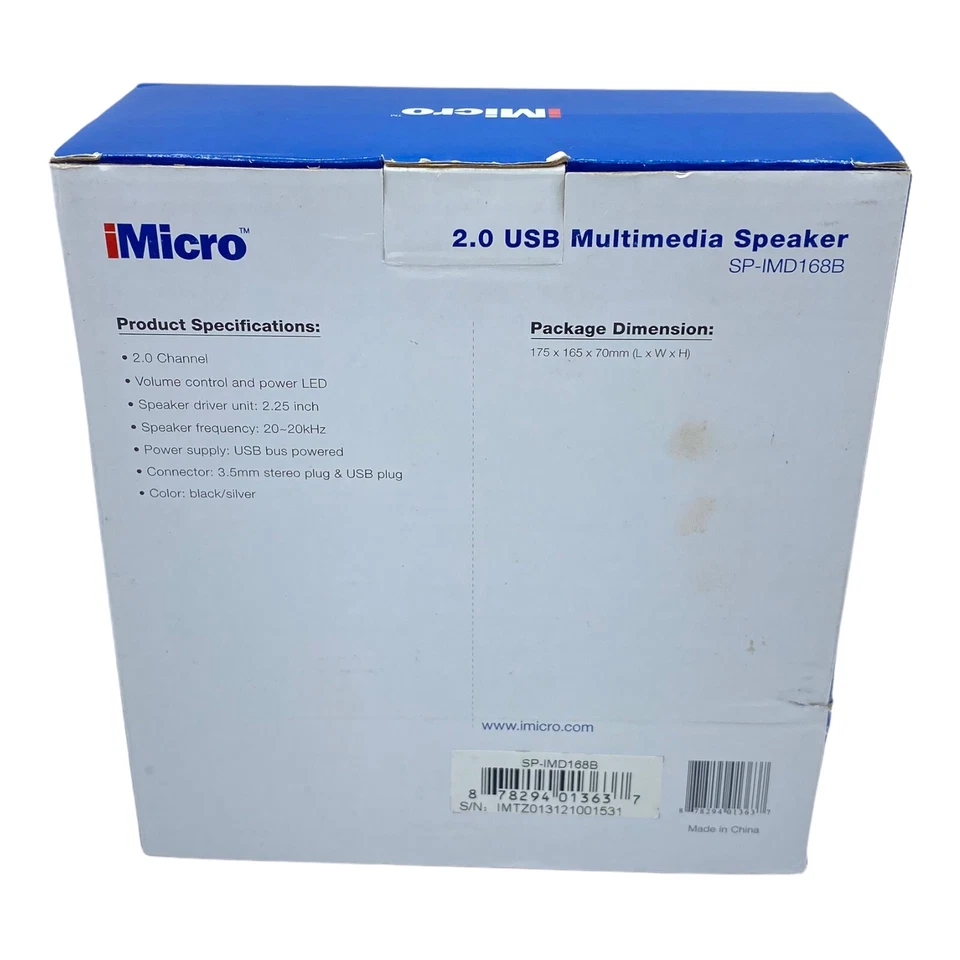 USB 2.0 Wired Channel Multimedia Speaker System iMicro SP-IMD168B NOB - Image 3 of 4