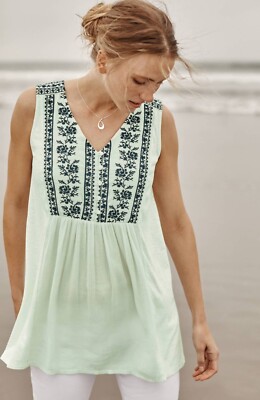 J.Jill ~ M ~ NEW Very Pretty Embroidered Mixed-Media Sleeveless Tunic ~ NWT  1M4