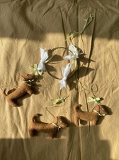 Weenie Warmers Small Crib Mobile/3 Dachshunds/ Lime Green And White/ NEW