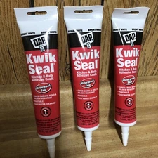 3 Pack Dap 18001 Kwik Seal Caulk with 5.5-Ounce Tube, White