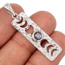 Phases Of Moon - Natural Labradorite - Madagascar 925 Silver Pendants CP73402