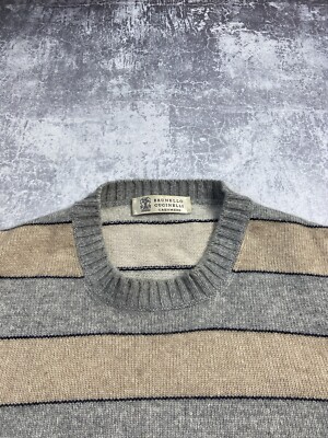 Pull Brunello Cucinelli 100% Cachemire Vintage – Taille S, Gris, En Parfait état – Luxe Et Confort