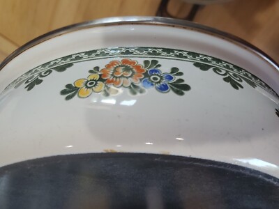 Set of USED Vintage German ASTA Enamel Cookware Floral Pattern 7