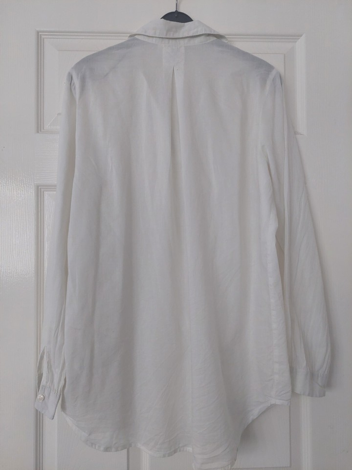 H&M white long length shirt, size 14 eBay