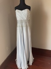 Mignon Light Blue Strapless Embellished Formal Gown 100 Silk Made in China