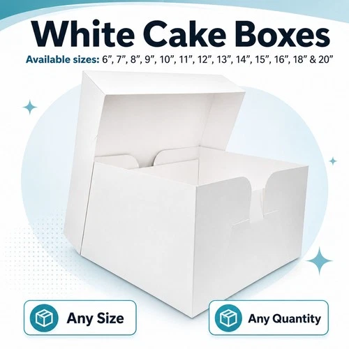 White Cake Boxes for Wedding Birthday Cakes 8,9,10,11,12,13,14,15,16,18,20" Box