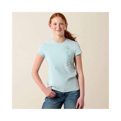 Ariat Jugend vertikales Logo kurzärmliges T-Shirt - blau - Alter 7-16 Jahre Kinder