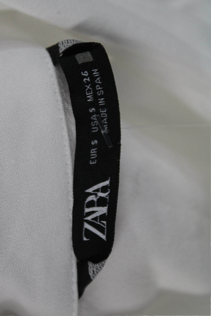 Zara Womens Basic Collared Button-Up White Long S… - image 5