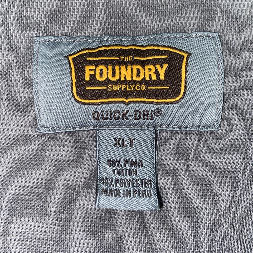 Foundry Men’s Short Sleeve Polo Shirt Size XLT, Gray, Quick-dri L13 - Image 2 of 4