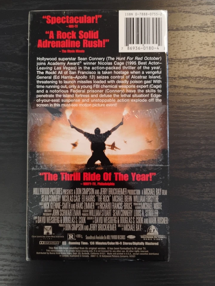 The Rock VHS New Sealed Sean Connery Nicolas Cage Ed Harris Hollywood Pictures - Imagem 2 de 2