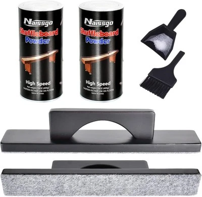 NAISSGO 2 Pack High-Speed Shuffleboard Sand Set with 2 Cans High Speed + Wide Brush