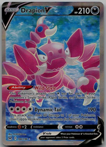Drapion V (Full Art) Holo 182/196 Ultra Rare SWSH11: Lost Origin LP Pokemon