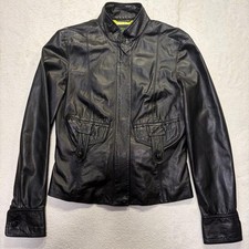 SHANGHAITANG Black Leather Jacket S Size Rare China Design