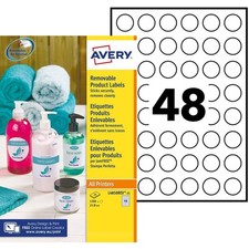 Image of Avery Removable, Printable, Multi Purpose Circle Labels, A4, White 