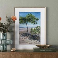 Original Watercolor Together by the Shore 6x9 Painting Unique Artwork Wall Art