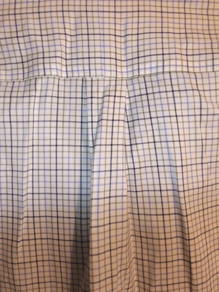 Camisa de vestir Jos A Bank 1905 para hombre 16-34 blanca azul a cuadros marrón sin hierro calce ajustado Foto 2 de 4