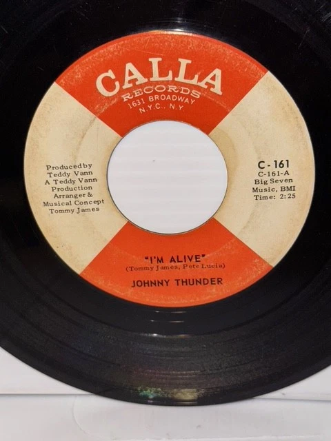 JOHNNY THUNDER ~ "I'M ALIVE"/"VERBAL EXPRESSION OF TV" '69 Funk/Soul CALLA C-161 Foto 3 de 4