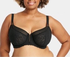 Auden Bra Size 42DD Black Lace Unlined Comfort Wire Balconette Bra Underwire