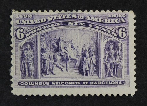 CKStamps: US Stamps Collection Scott#235 6c Columbian Mint H OG Small Thin