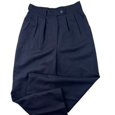 Vintage Giorgio Sant Angelo Navy Pure Merino Wool Trouser Pants Size 2 High Rise