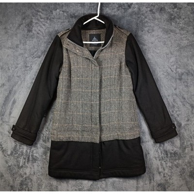 Prana Coat Women Extra Small Black Wool Blend Convertible Zip Off Jacket