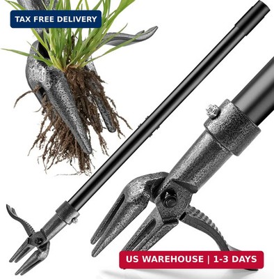 Weed Puller Tool - 45'' All-Metal Stand Up Heavy Duty Weeder Hand Tool with 4-Cla