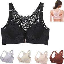 Floral Secrets Comfort Rose Bra Push Up,Front Closure Lace Comfy No Wire Bras