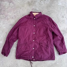 Vintage LL Bean Chamois Lined Coach Jacket Womens L Burgundy Snap Front USA made