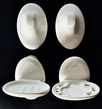VTG White Porcelain Bathroom - Soap Dish - Toothbrush Cup Holder - Towel Bar