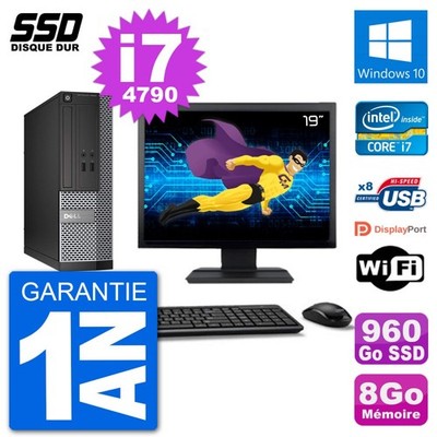 PC Dell Optiplex 3020 SFF Bildschirm 19 '' i7-4790 RAM 8Go SSD 960Go Windows 10