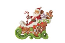 Jim Shore Heartwood Creek Gingerbread Christmas Santa in Sleigh Lit Figurine- St