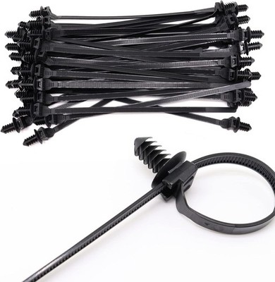 Push Mount Zip Ties 8 inch Cable Zip Tie Black Wire Tie with Push Pin Fir Tre.