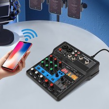 Mini Audio Mixer Bluetooth USB DJ Console 4 Channel Karaoke Live Studio