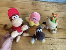 Vintage and Modern Nintendo Characters Plush Toy Lot Kirby Toshiba Diddykong Etc