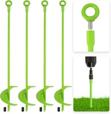 Ground Anchor Kit 18 Inch Long, 4PC Heavy Duty Spiral Blade Earth Anchors Kit..